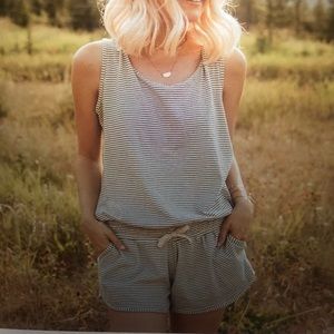 Artist stripe jersey romper